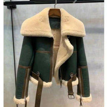 Load image into Gallery viewer, Ladies Winter Short Leather Fleece Coat