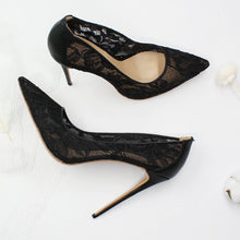 Load image into Gallery viewer, New Black and White Mesh Lace High Heels Calzado Mujer Heels.