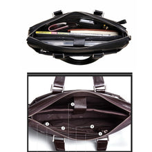 Load image into Gallery viewer, Double layers unisex genuine leather laptop bag