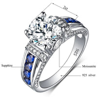 Load image into Gallery viewer, Diamond Blue Sapphire 2ct Round Moissanite Ring