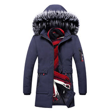 Load image into Gallery viewer, Men's Winter Long Parkas Cotton Padded Fur Hooded Coats