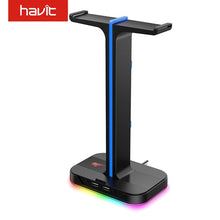 Load image into Gallery viewer, Havit Headphones Holder/Stand with AUX and 2 USB Ports for Gamers