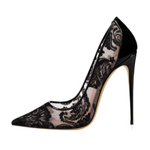 Load image into Gallery viewer, New Black and White Mesh Lace High Heels Calzado Mujer Heels.