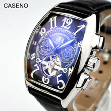Load image into Gallery viewer, CASENO Men's Automatic Mechanical Skeleton Leather Wristwatch