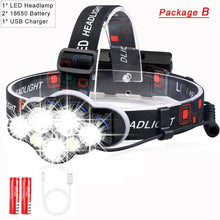Load image into Gallery viewer, 40000LM Powerful USB Rechargeable Led 8 headlamp torch