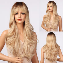 Load image into Gallery viewer, HENRY MARGU Long Brown Wavy Synthetic Natural Hair Wigs