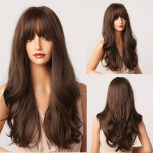 Load image into Gallery viewer, HENRY MARGU Long Brown Wavy Synthetic Natural Hair Wigs