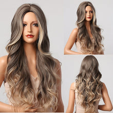 Load image into Gallery viewer, HENRY MARGU Long Brown Wavy Synthetic Natural Hair Wigs