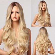 Load image into Gallery viewer, HENRY MARGU Long Brown Wavy Synthetic Natural Hair Wigs