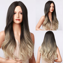 Load image into Gallery viewer, HENRY MARGU Long Brown Wavy Synthetic Natural Hair Wigs
