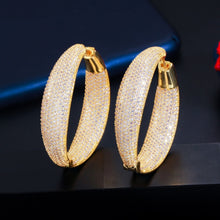 Load image into Gallery viewer, Micro Pave Hoop Gold Plated Earrings