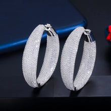 Load image into Gallery viewer, Micro Pave Hoop Gold Plated Earrings