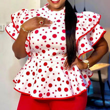 Load image into Gallery viewer, Ladies Red Polka Dot Print Blouse