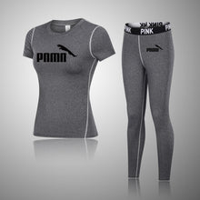 Load image into Gallery viewer, Female Three-Piece Quick-Drying Short-Sleeved Fitness Suit