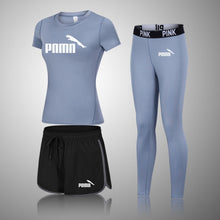 Load image into Gallery viewer, Female Three-Piece Quick-Drying Short-Sleeved Fitness Suit