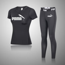 Load image into Gallery viewer, Female Three-Piece Quick-Drying Short-Sleeved Fitness Suit