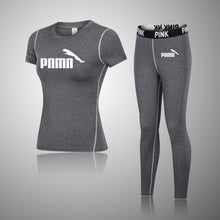 Load image into Gallery viewer, Female Three-Piece Quick-Drying Short-Sleeved Fitness Suit