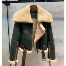 Load image into Gallery viewer, Ladies Winter Short Leather Fleece Coat