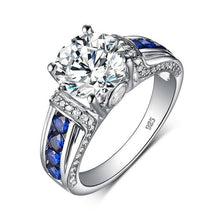 Load image into Gallery viewer, Diamond Blue Sapphire 2ct Round Moissanite Ring