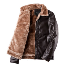 Load image into Gallery viewer, Winter Men's Fur Leather Vintage Jacket