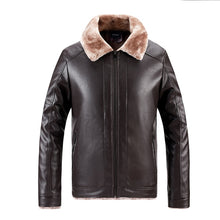 Load image into Gallery viewer, Winter Men's Fur Leather Vintage Jacket