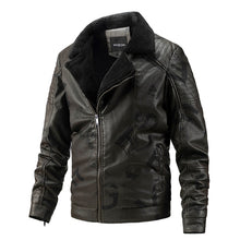 Load image into Gallery viewer, Winter Men's Fur Leather Vintage Jacket
