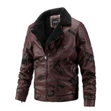 Load image into Gallery viewer, Winter Men's Fur Leather Vintage Jacket