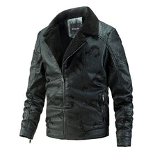 Load image into Gallery viewer, Winter Men's Fur Leather Vintage Jacket