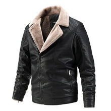Load image into Gallery viewer, Winter Men's Fur Leather Vintage Jacket
