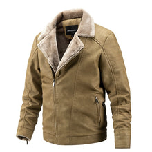 Load image into Gallery viewer, Winter Men's Fur Leather Vintage Jacket
