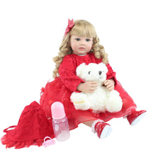 Load image into Gallery viewer, Soft Silicone Blonde Long Hair Toddler Doll
