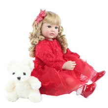 Load image into Gallery viewer, Soft Silicone Blonde Long Hair Toddler Doll
