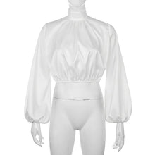Load image into Gallery viewer, Satin High Neck Ladies Blouse Shirt Long Puff
