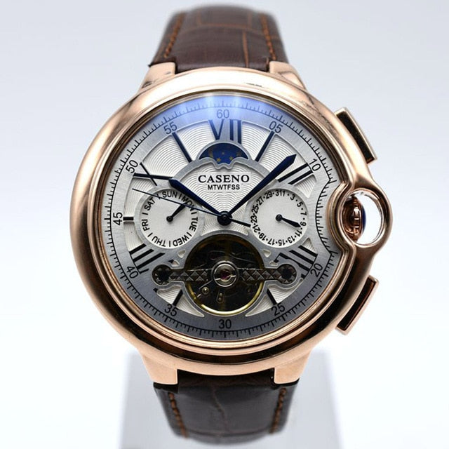 CASENO Men's Automatic Mechanical Skeleton Wristwatch