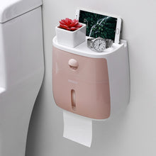 Load image into Gallery viewer, Waterproof Toilet Paper Plastic Holder with shelf storage Box
