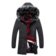 Load image into Gallery viewer, Men&#39;s Winter Long Parkas Cotton Padded Fur Hooded Coats
