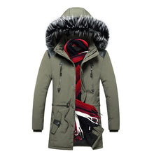 Load image into Gallery viewer, Men&#39;s Winter Long Parkas Cotton Padded Fur Hooded Coats
