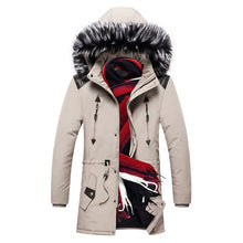 Load image into Gallery viewer, Men&#39;s Winter Long Parkas Cotton Padded Fur Hooded Coats
