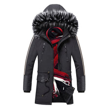 Load image into Gallery viewer, Men&#39;s Winter Long Parkas Cotton Padded Fur Hooded Coats

