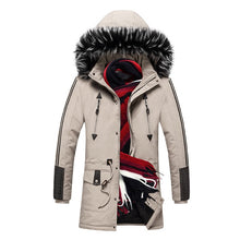 Load image into Gallery viewer, Men&#39;s Winter Long Parkas Cotton Padded Fur Hooded Coats

