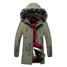 Load image into Gallery viewer, Men&#39;s Winter Long Parkas Cotton Padded Fur Hooded Coats

