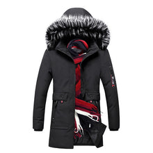Load image into Gallery viewer, Men&#39;s Winter Long Parkas Cotton Padded Fur Hooded Coats
