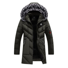 Load image into Gallery viewer, Men&#39;s Winter Long Parkas Cotton Padded Fur Hooded Coats
