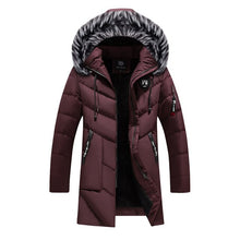 Load image into Gallery viewer, Men&#39;s Winter Long Parkas Cotton Padded Fur Hooded Coats
