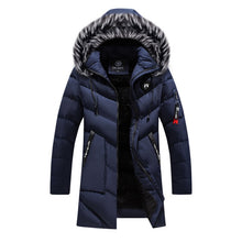 Load image into Gallery viewer, Men&#39;s Winter Long Parkas Cotton Padded Fur Hooded Coats

