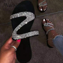 Load image into Gallery viewer, Ladies Summer Open Toe Rhinestone Slippers
