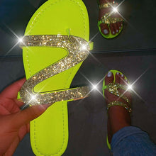 Load image into Gallery viewer, Ladies Summer Open Toe Rhinestone Slippers
