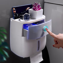 Load image into Gallery viewer, Waterproof Toilet Paper Plastic Holder with shelf storage Box
