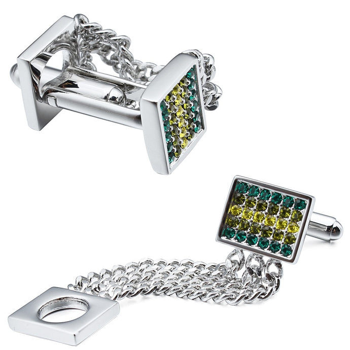 HAWSON Classical Copper & Crystal Cufflinks for Mens