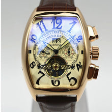 Load image into Gallery viewer, CASENO Men&#39;s Automatic Mechanical Skeleton Leather Wristwatch
